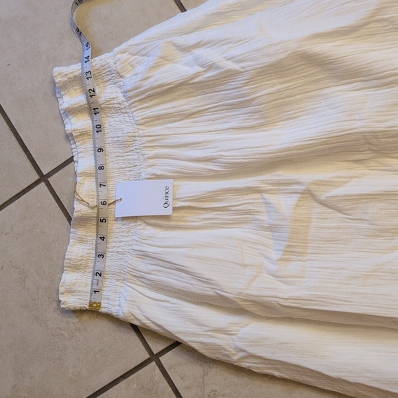 NWOT Quince 100% Organic Cotton Gauze Smocked Maxi Skirt Classic White A-line M - Picture 9 of 12